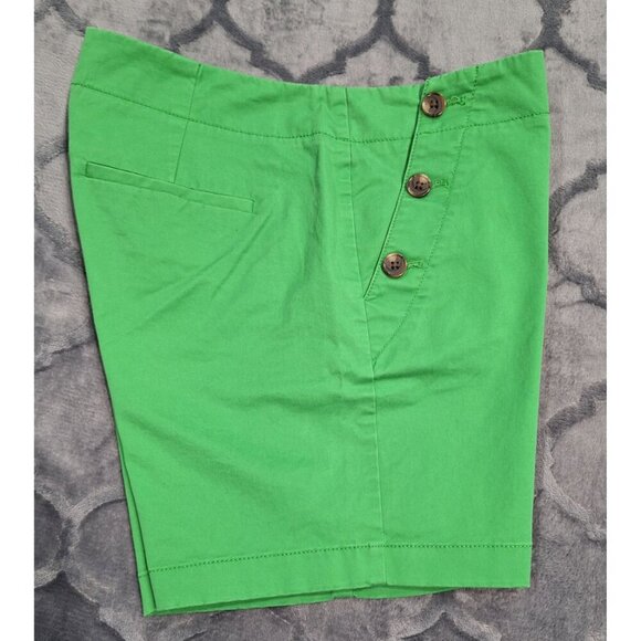 EUC J.Crew Womens Green Sailor Button Shorts Size 2 - Picture 3 of 5